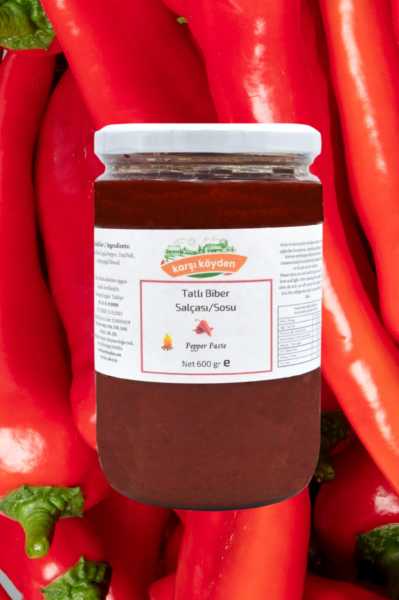 Karşı Köyden Tatlı Biber Salçası - Odun Ateşinde Kaynatma (650gr - Cam Kavanoz)