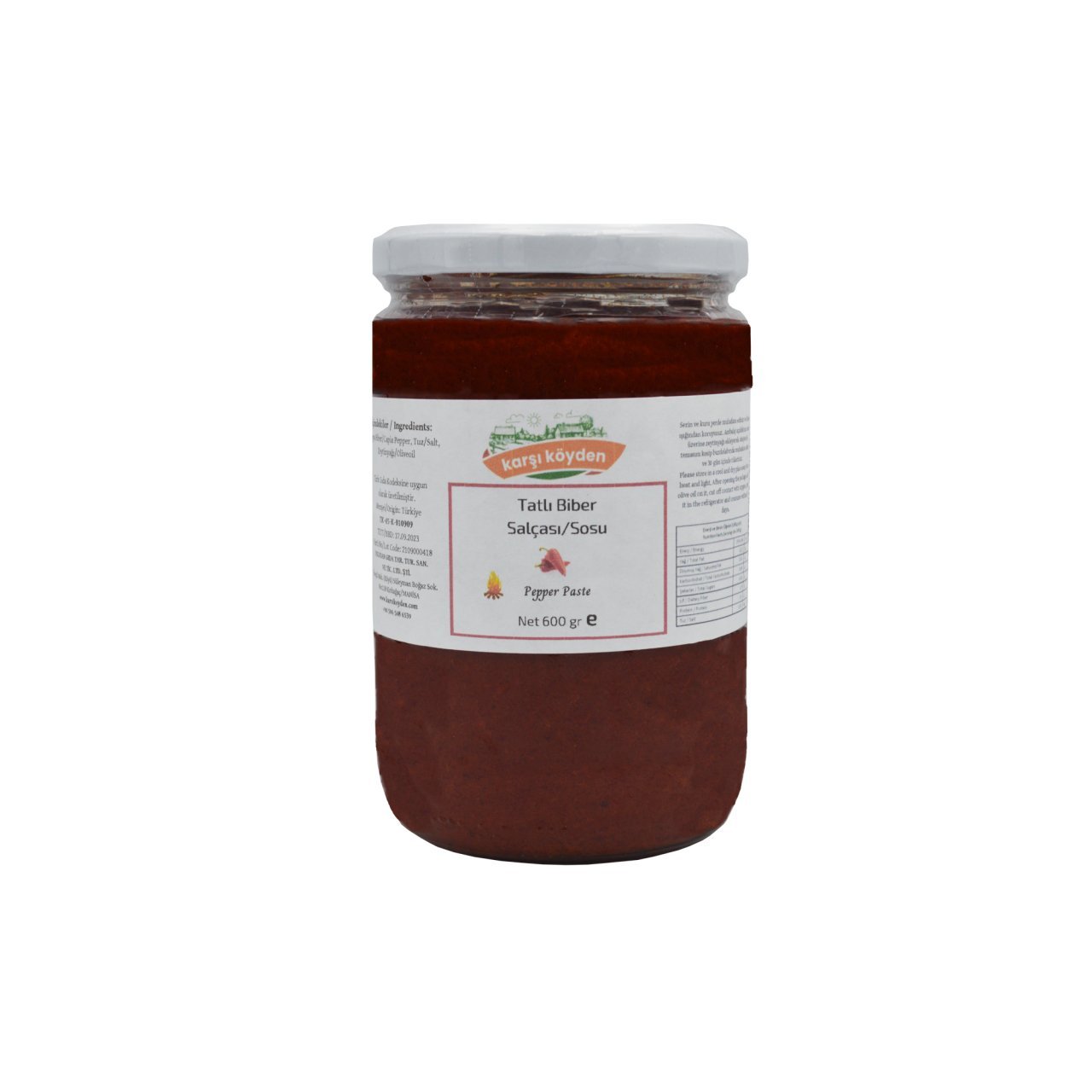 Karşı Köyden Tatlı Biber Salçası - Odun Ateşinde Kaynatma (650gr - Cam Kavanoz)