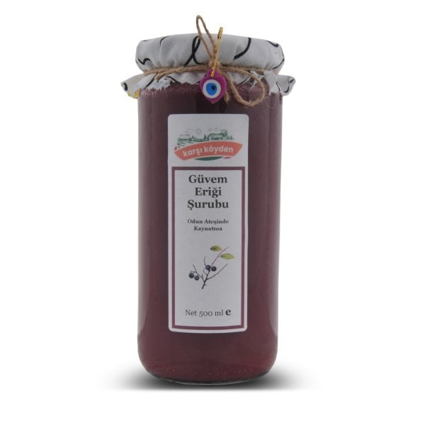 Karşı Köyden Güvem Eriği (Çakal Eriği) Şurubu - Şekersiz (210ml - Cam Kavanoz)