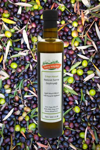 Karşı Köyden Erken Hasat  Natürel Sızma Zeytinyağı (500ml - Cam Şişe)