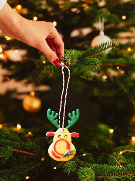 Karşı Köyden Özel Tasarım El Yapımı Yılbaşı,  Noel Ağacı Süsü – Geyik, Handmade Christmas Tree Ornament – Reindeer Design